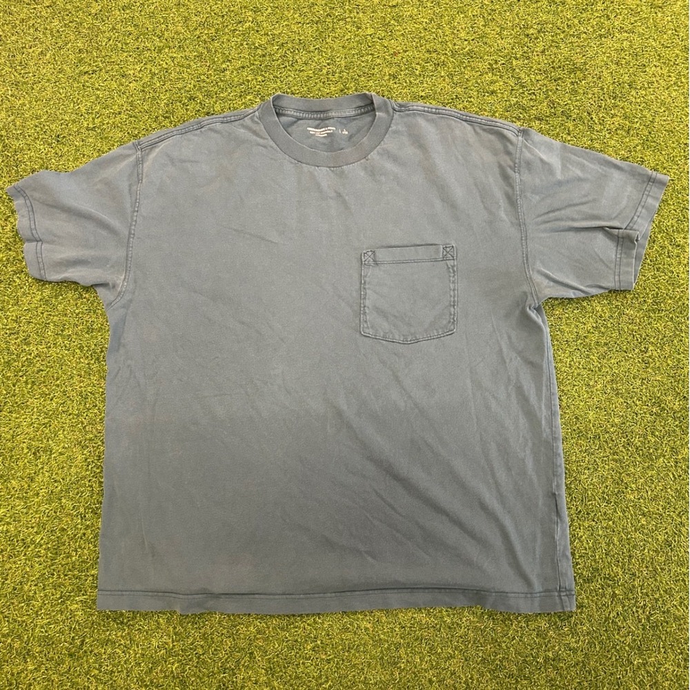 Abercrombie & Fitch Soft A&F Essentials Oversized Pocket T-Shirt Blue Gray Large